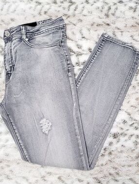 Men's Indigo Wisdom Denim Light Gray Distressed Jeans